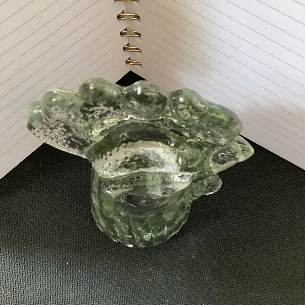 Vintage Glass Rooster Head Bottle Topper Clear Slight Green Cast 4”